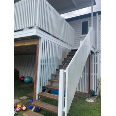 White Batten & Blade Style Stairs Rails Fences DIY - Raked